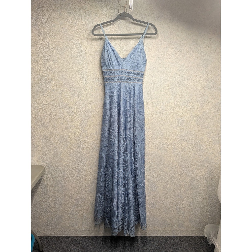 Light Blue Lace A-Line Long Speechless  Formal Dress Spaghetti Strap Size 3